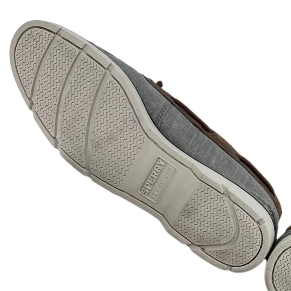 Sperry Top-Sider Boat Shoes Mens 10 Grey Brown‎ STS18767 Canvas Leather Loafers